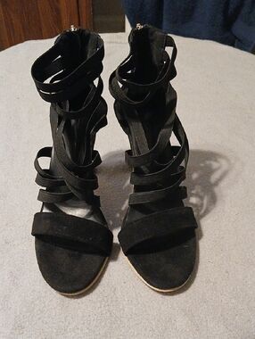 Black Strappy High Heel Sandals - Women's Elegant Evening Shoes